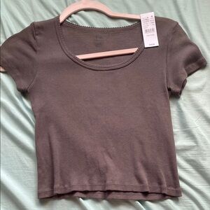 Women's Gray Ribbed Top